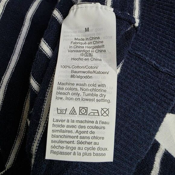 J.Crew Navy White Striped Open Front Cardigan M - Picture 6 of 7